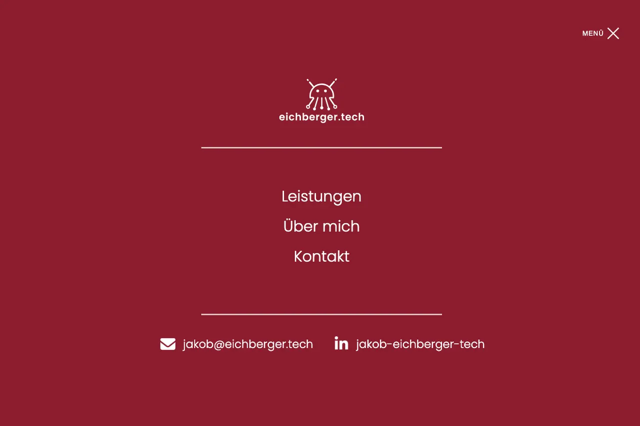 Menü/Overlay mit Kontaktinfos