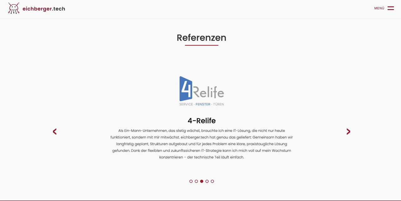 Referenzen-Bereich mit Slider