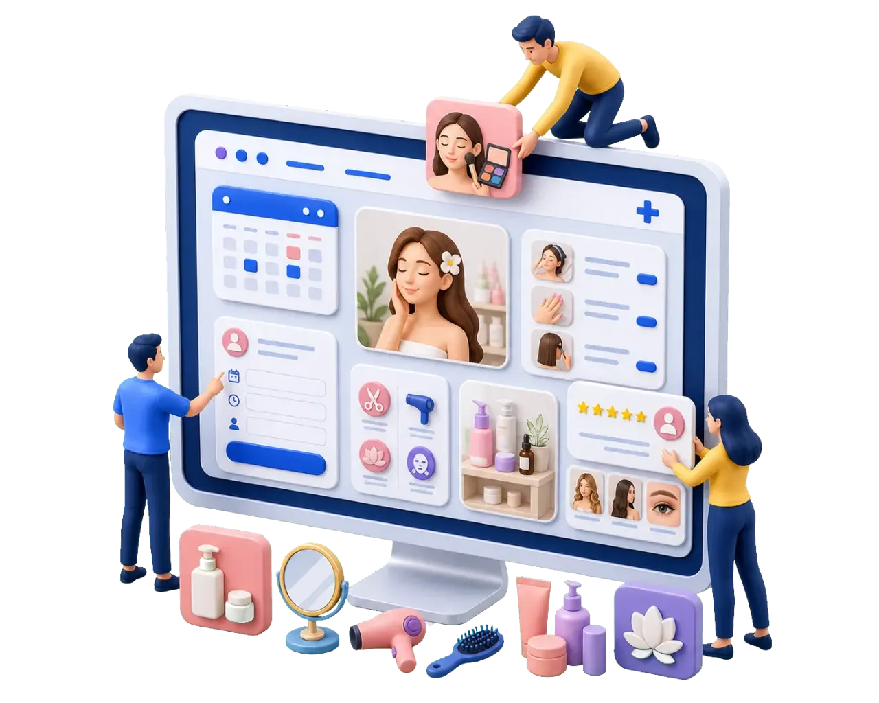 Illustration einer digitalen Website-Lösung für Beauty- und Lifestyle-Angebote
