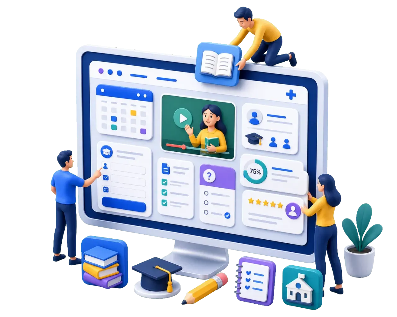 Illustration einer digitalen Website-Lösung für Bildungsanbieter