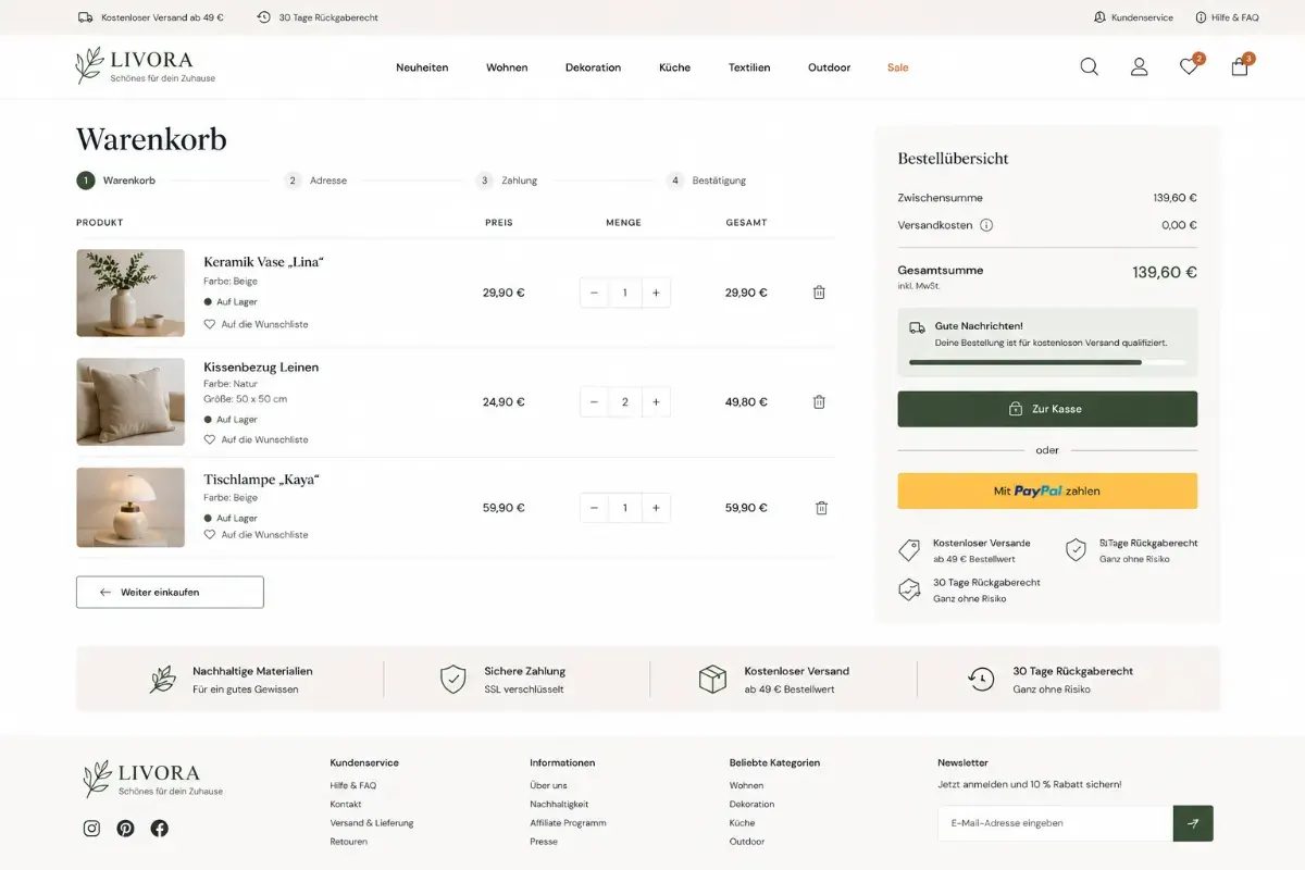 Warenkorb und Checkout