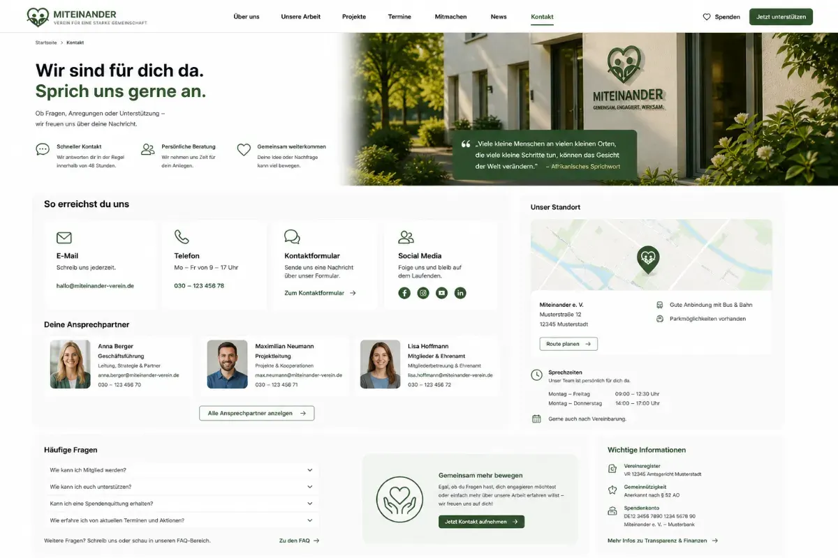 Kontakt, Ansprechpartner und Infos