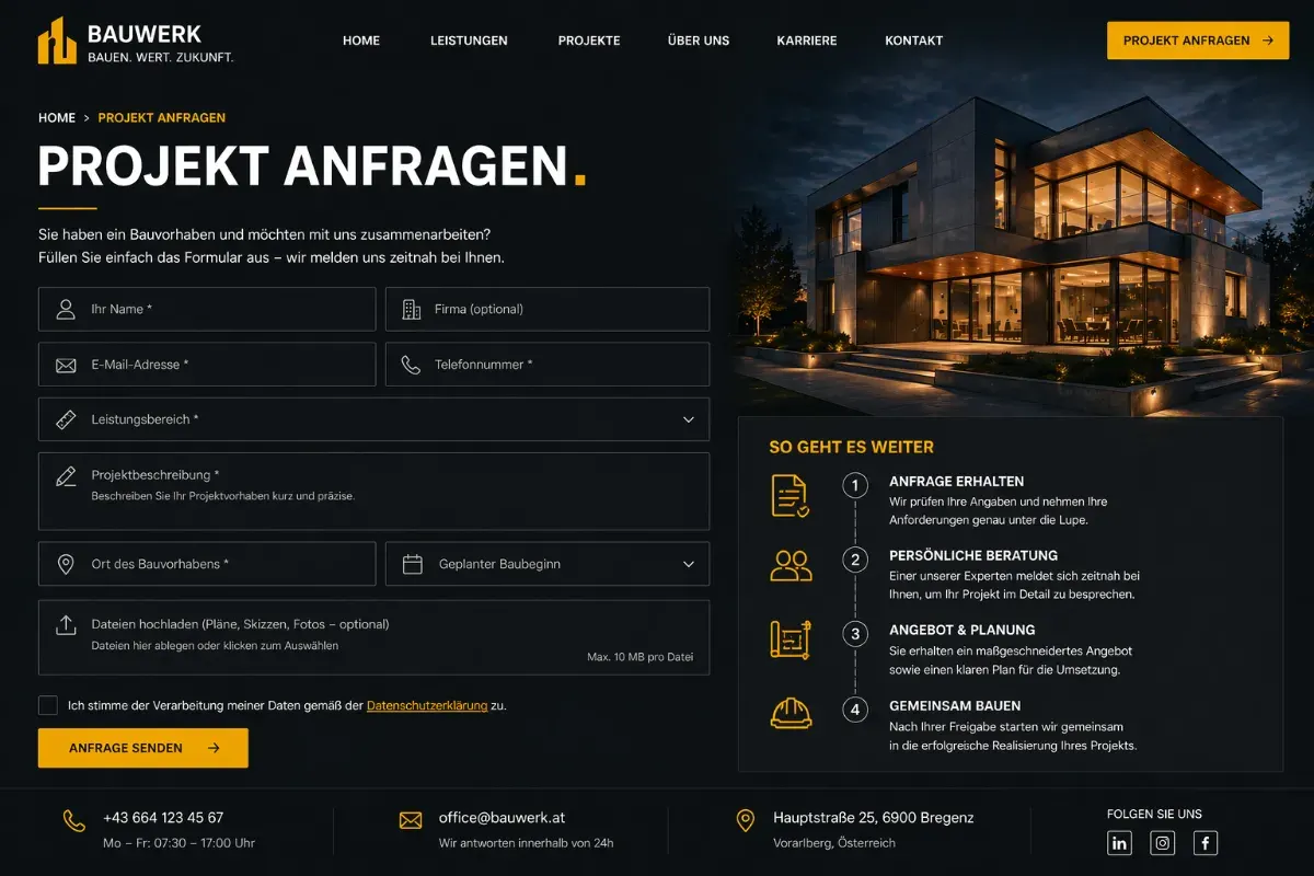 Anfrage- und Angebotsformulare