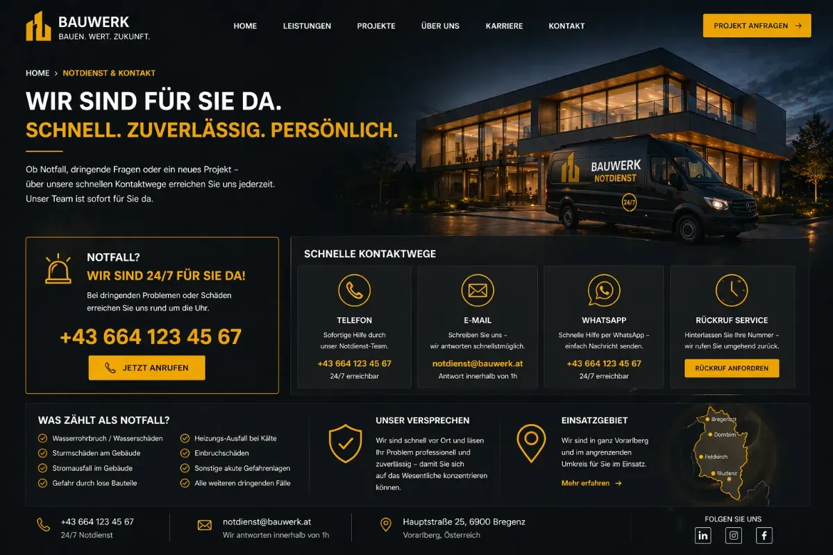Notdienst und schnelle Kontaktwege