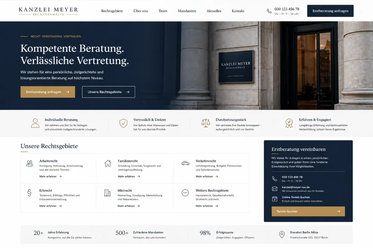 Vertrauensvolle Landingpage