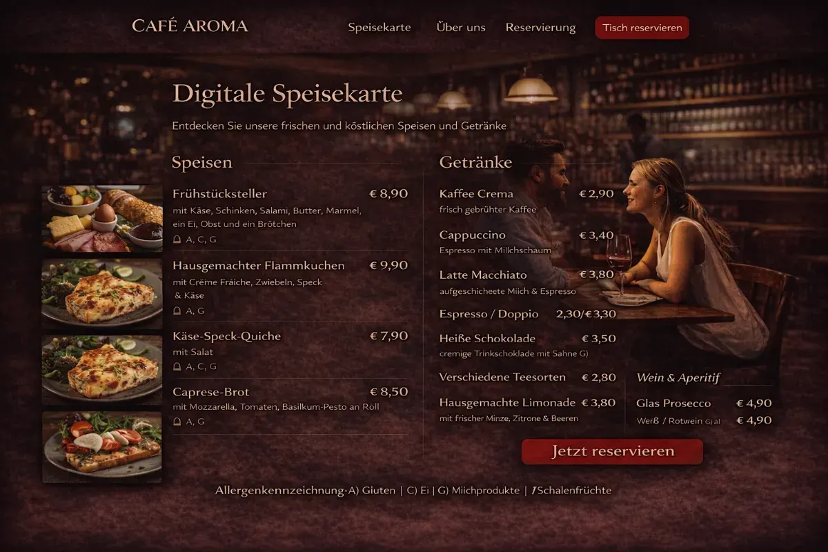 Digitale Speisekarte