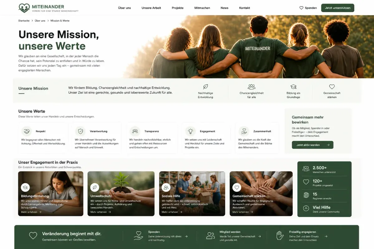 Mission, Werte und Engagement