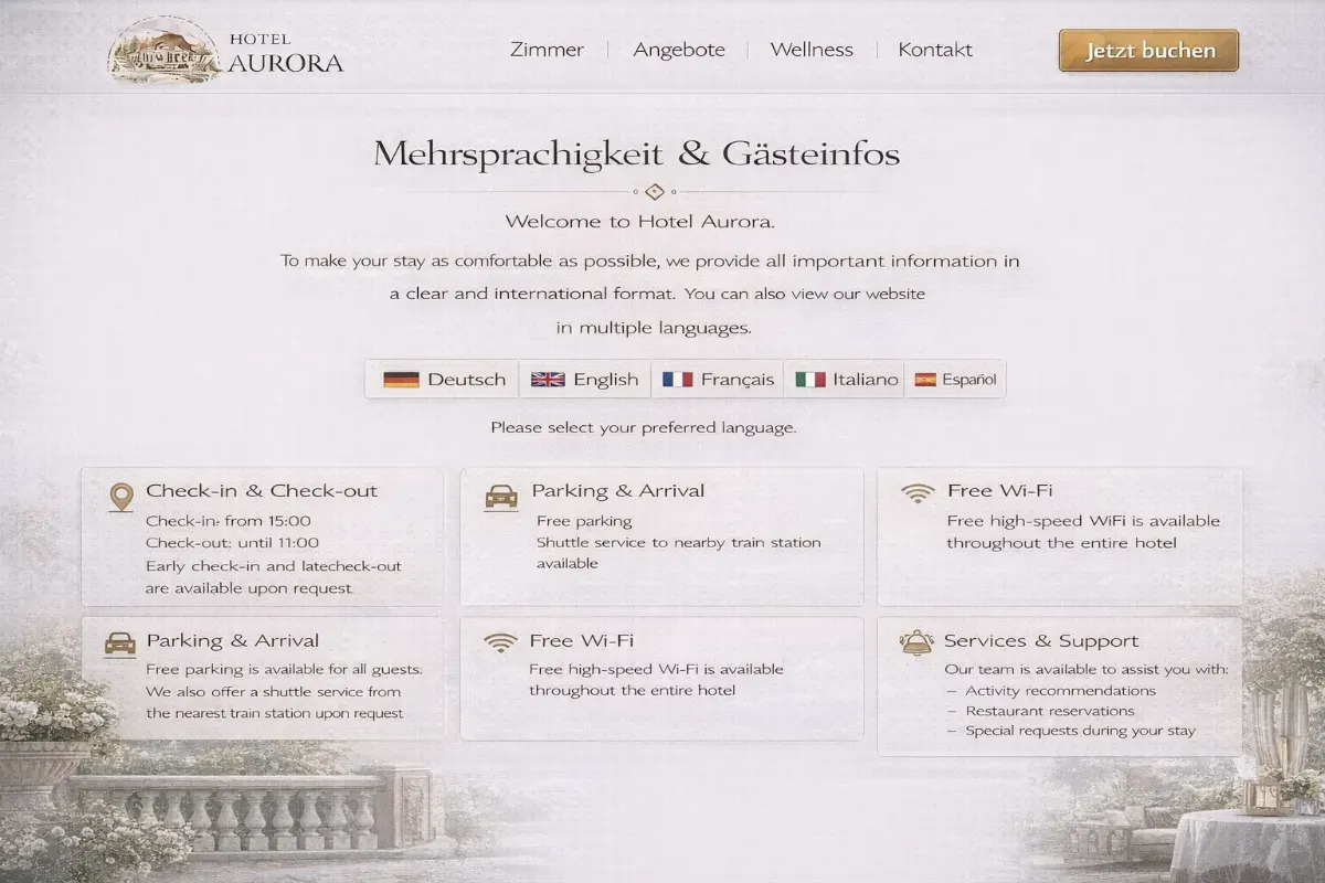 Mehrsprachigkeit und Gästeinfos