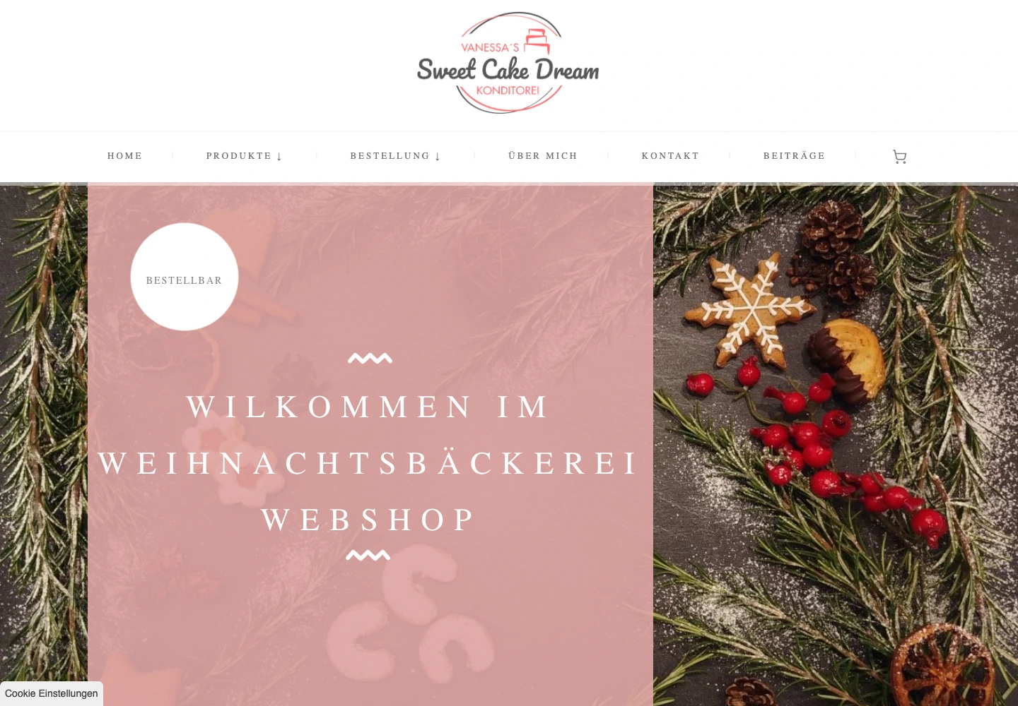 Startseite von Sweet Cake Dream – Onlineshop