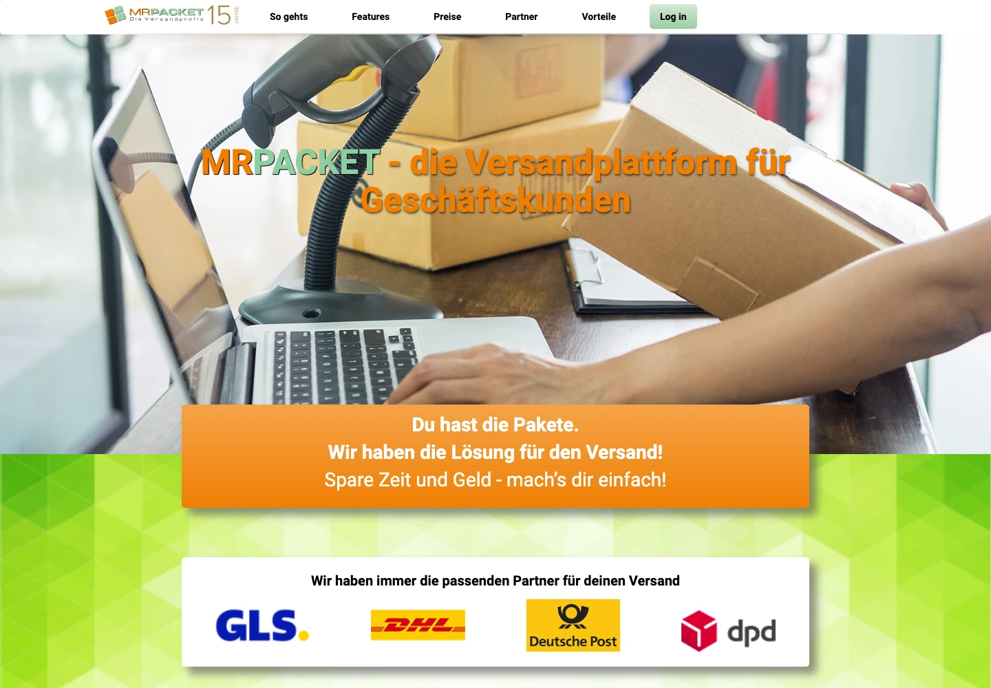 Startseite von MRPacket