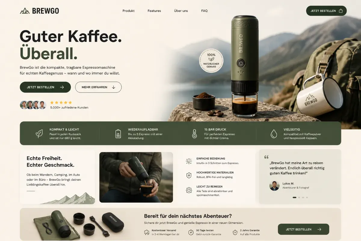 Landingpage Vorschau