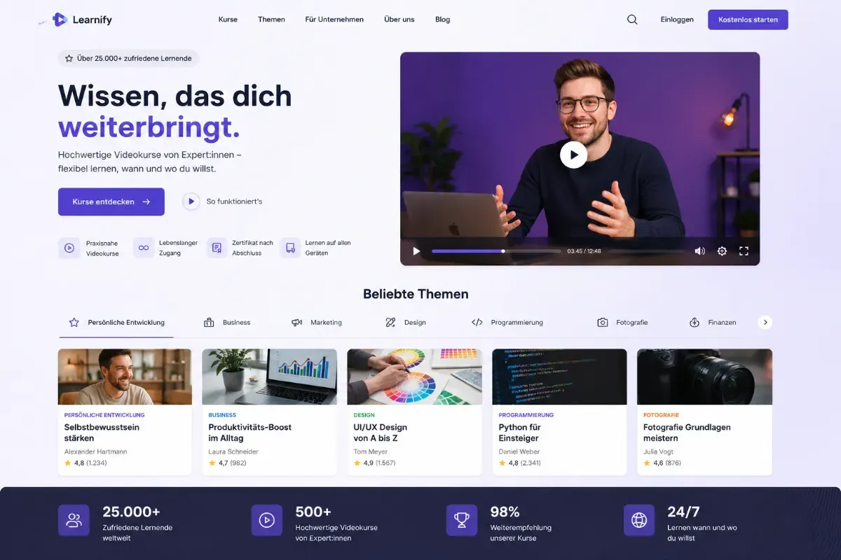 Landingpage Vorschau
