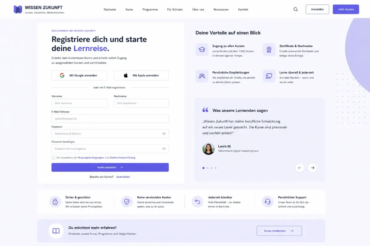 Anmeldung und Registrierung