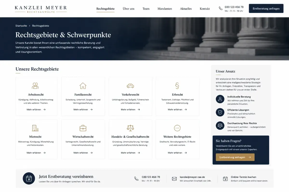 Rechtsgebiete und Schwerpunkte
