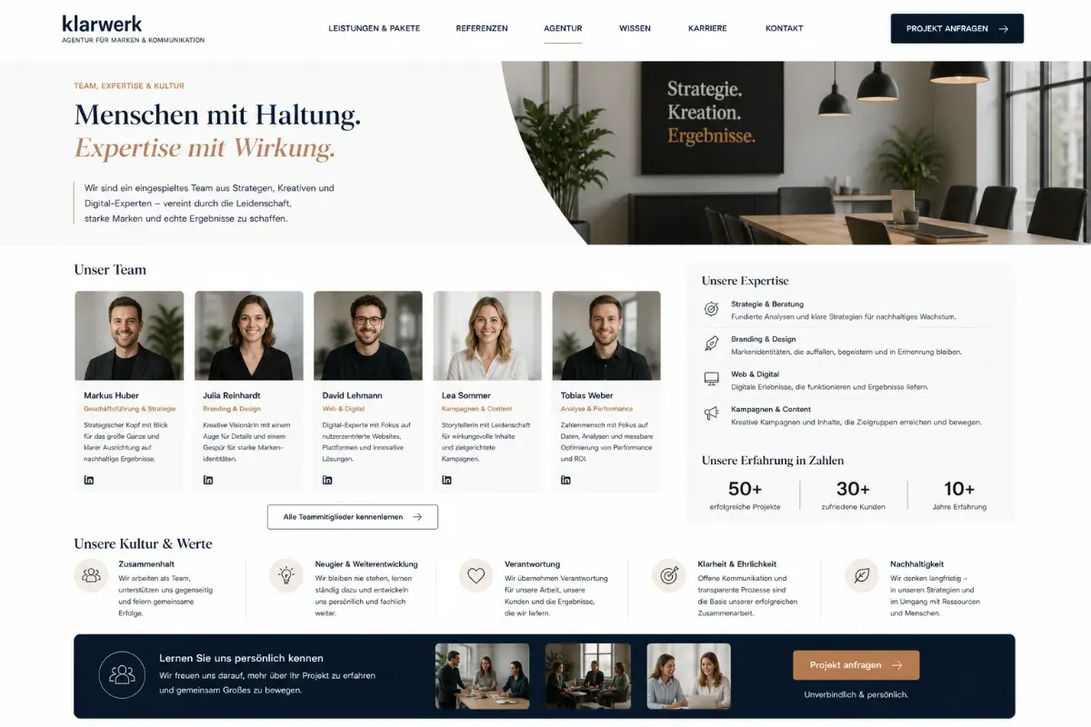 Team, Expertise und Kultur