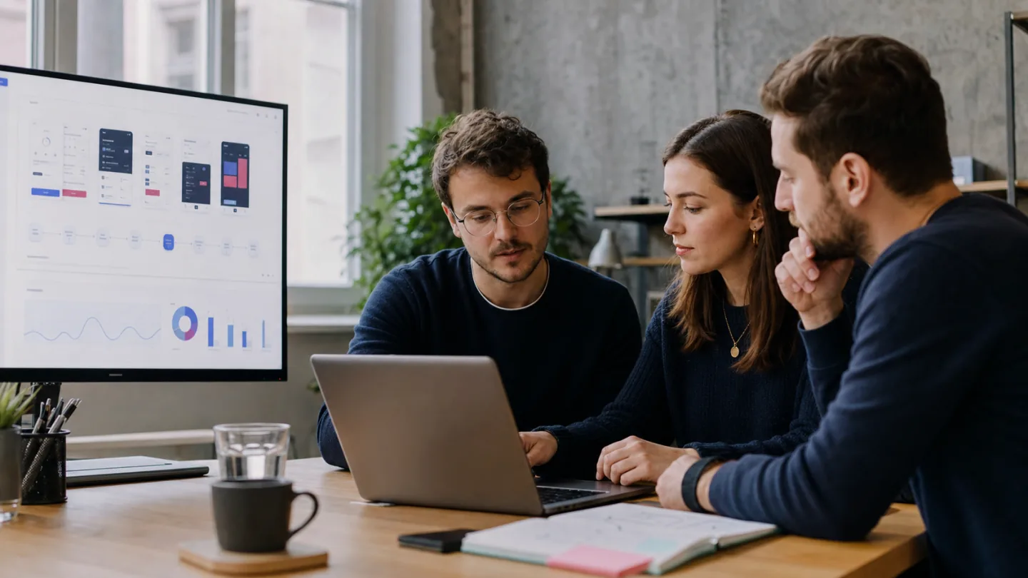 Ein Startup-Team priorisiert die wichtigsten Nutzerwege einer neuen Softwareplattform
